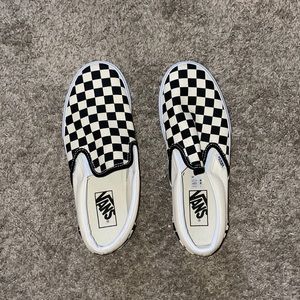 BRAND NEW black & white checkered slip on vans!